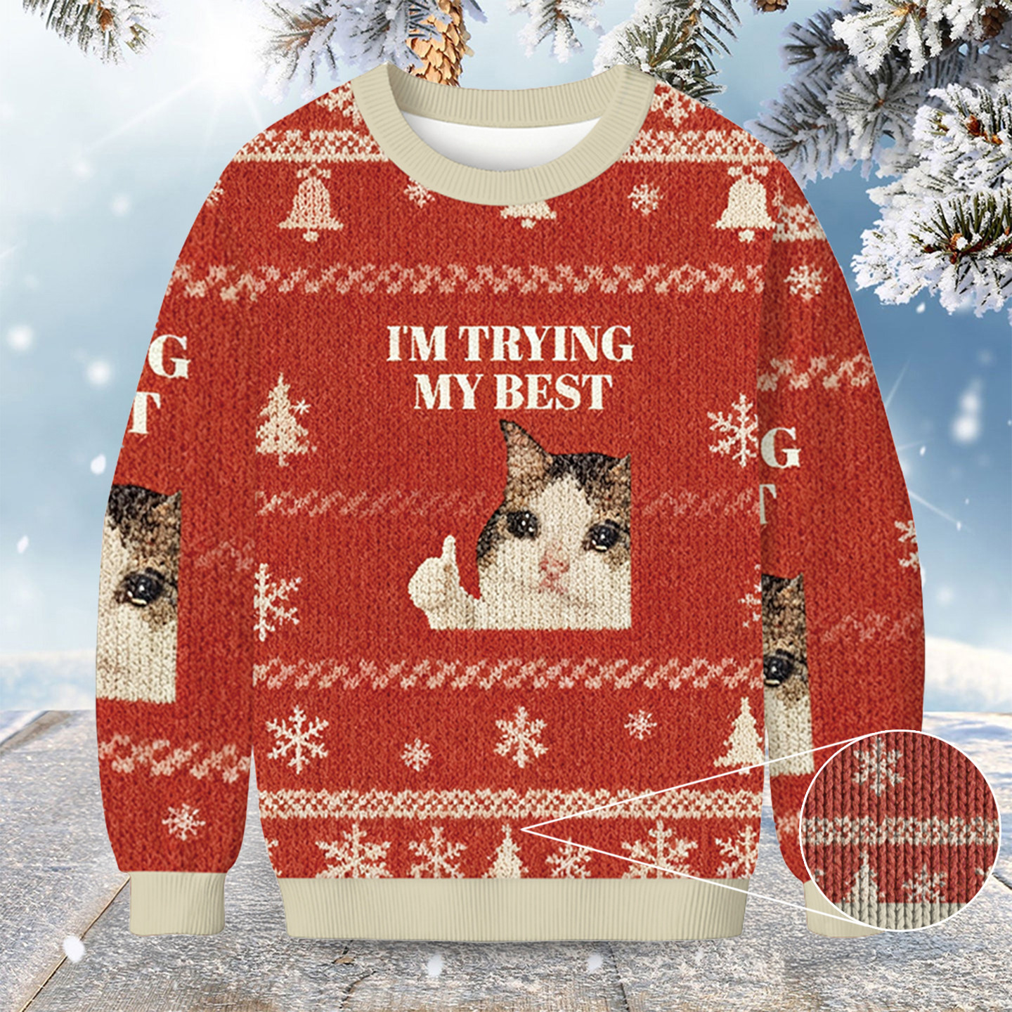 Cat I'm Trying My Best Christmas Ugly Sweater Funny Animal Sweater Cat Gifts For Christmas