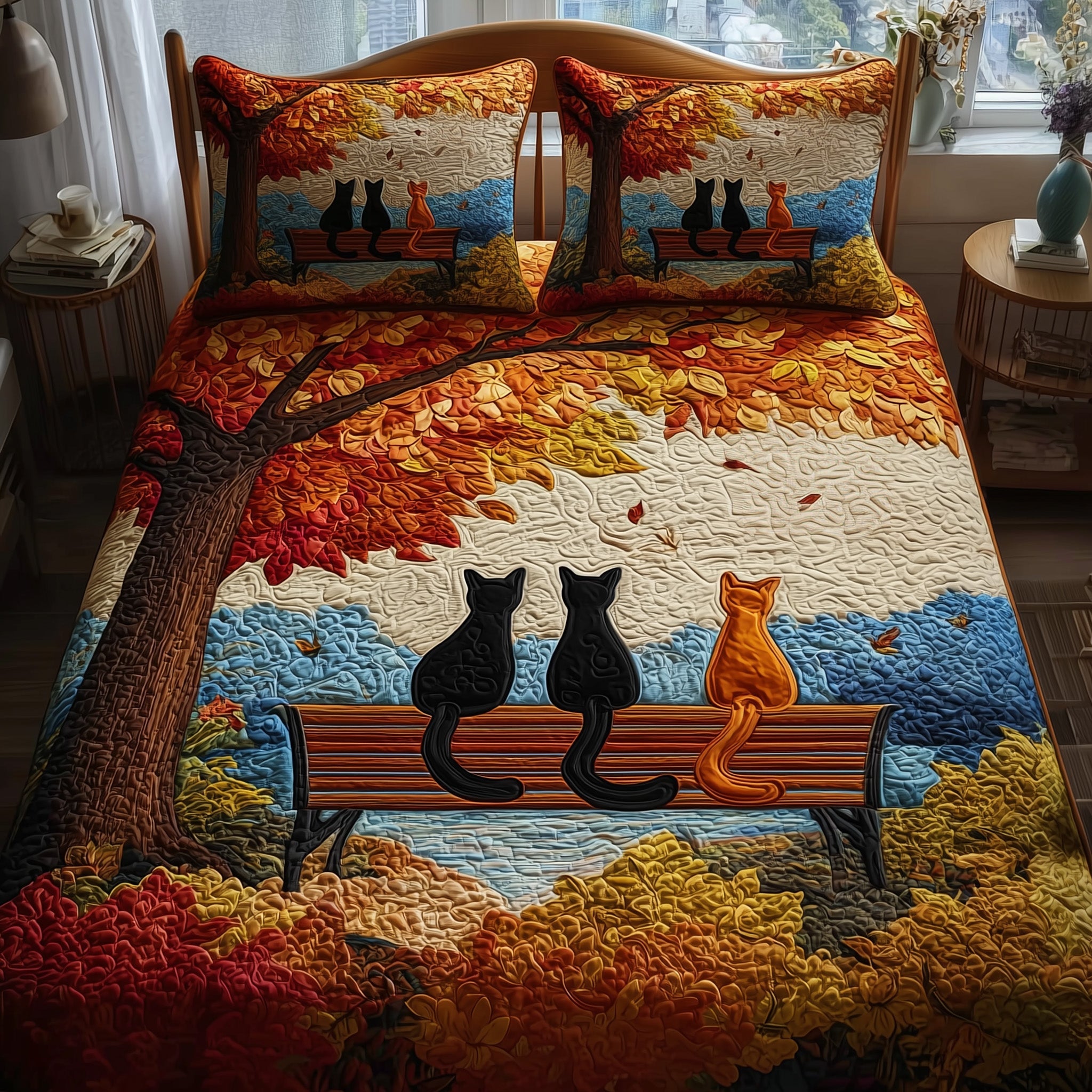 Cat Joy Quilted Bedding Set Ultimate Comfort