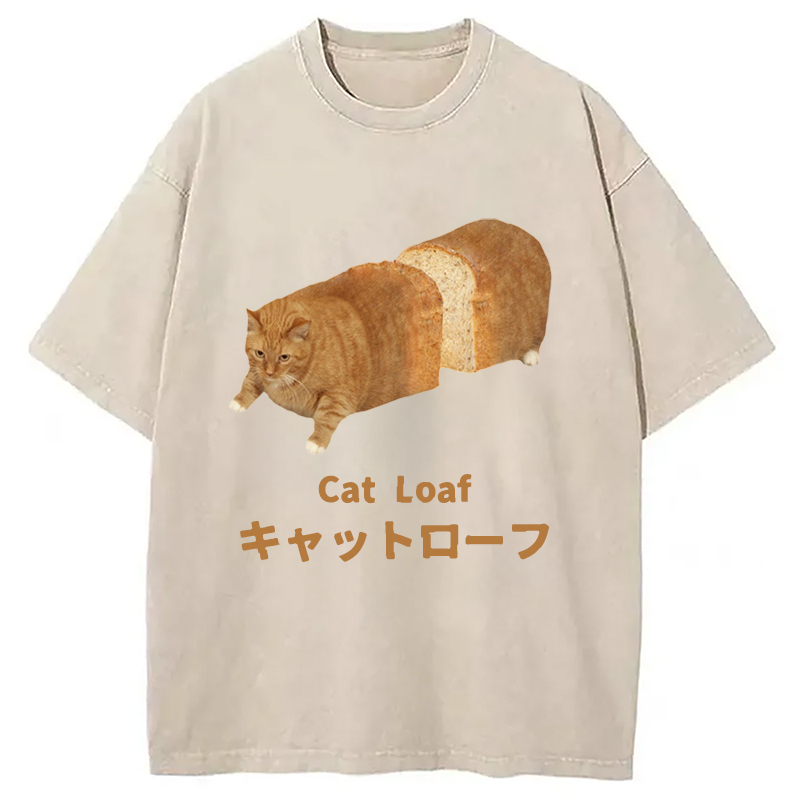 Cat Loaf Washed T-Shirt Funny Graphic Gift For Friends Gifts For Best Friend
