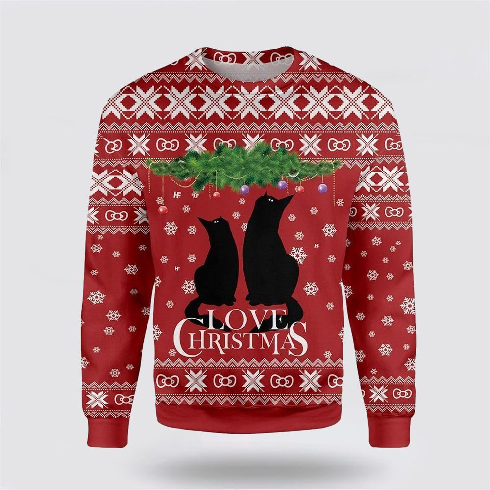 Cat Love Christmas Ugly Christmas Sweater Christmas Gift For Cat Love Christmas Present Ideas