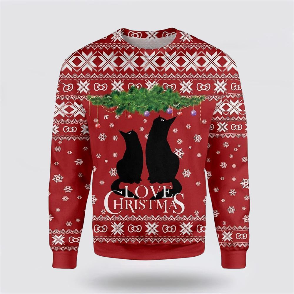 Cat Love Christmas Ugly Christmas Sweater Christmas Unisex Sweater Funny Christmas Sweater
