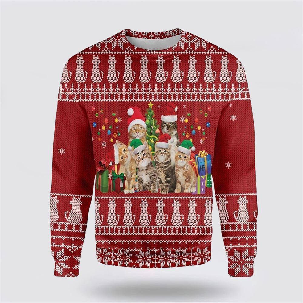 Cat Lovers Christmas Ugly Christmas Sweater Christmas Unisex Sweater Funny Christmas Sweater