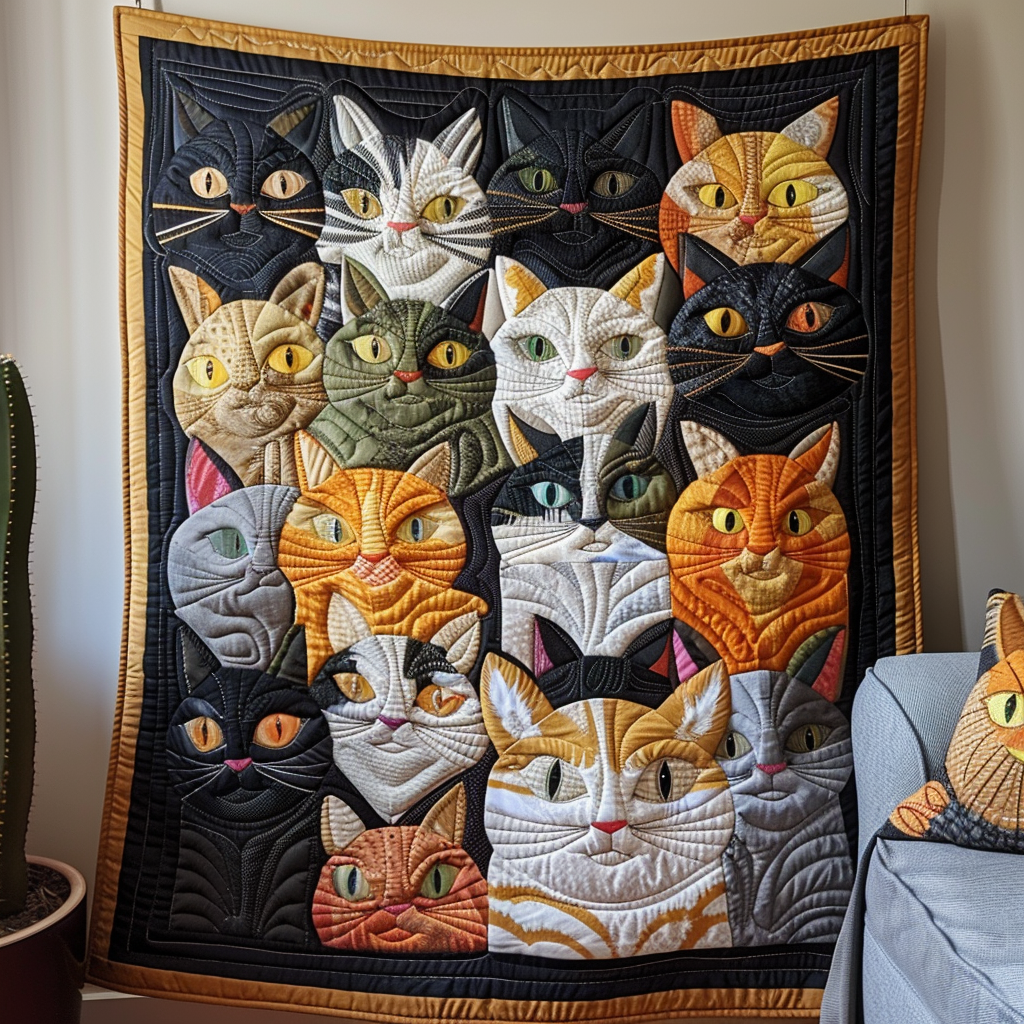 Cat Lover's Dream Quilted Blanket Unique Cat Gifts