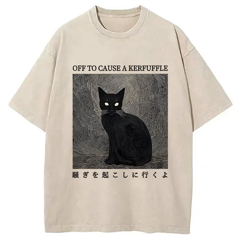 Cat Lurking In The Dark Washed T-Shirt Trendy Aesthetic Graphic Apparel Gifts For Best Friend Cat Lurking In The Dark Washed T-Shirt Trendy Aesthetic Graphic Apparel Gifts For Best Friend