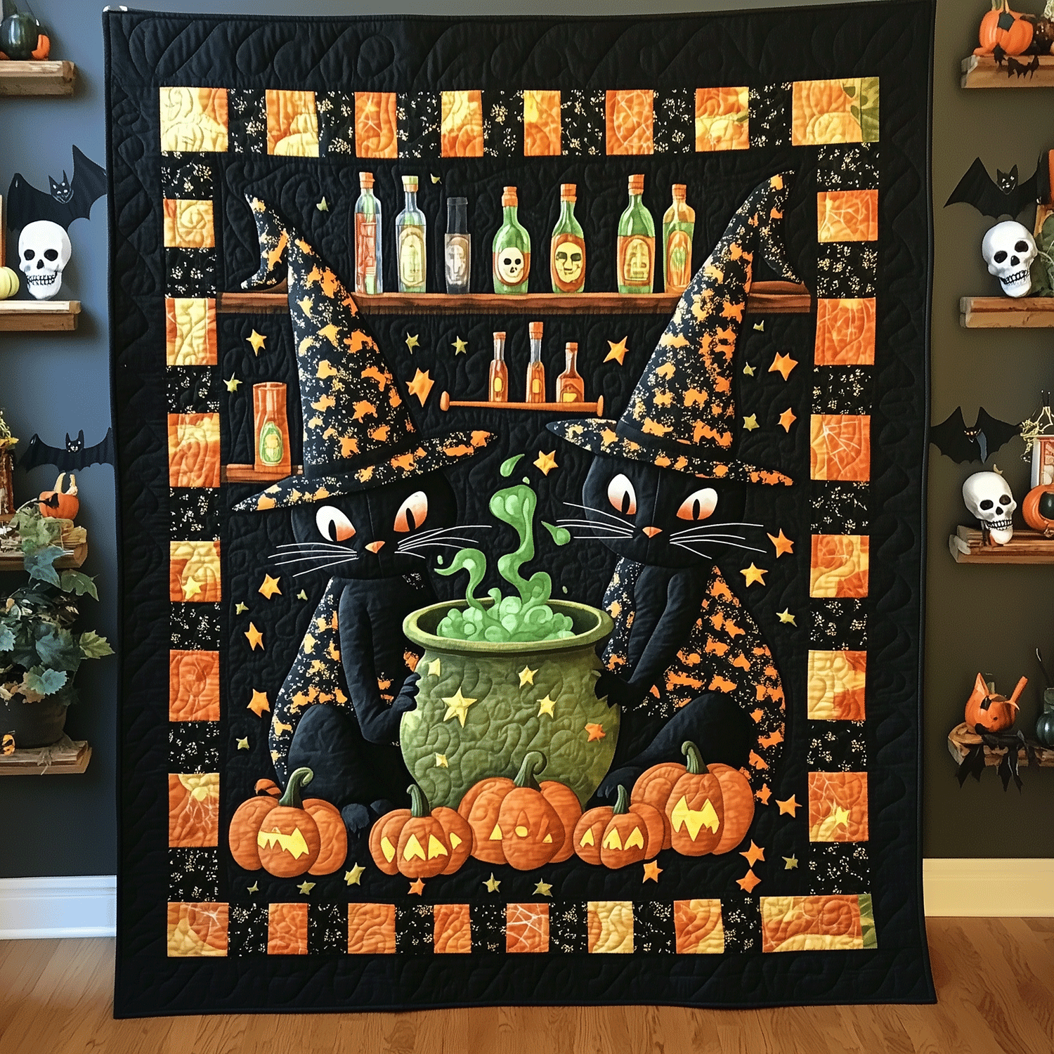 Cat Magic Potion Quilted Blanket Cat Christmas Gifts