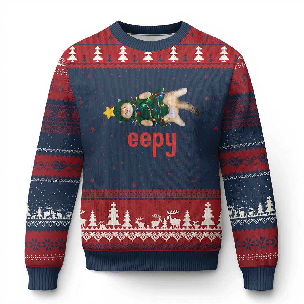 Cat Meme Eepy Ugly Christmas Sweater Silly Kitten Sleepy Xmas Gift For Her