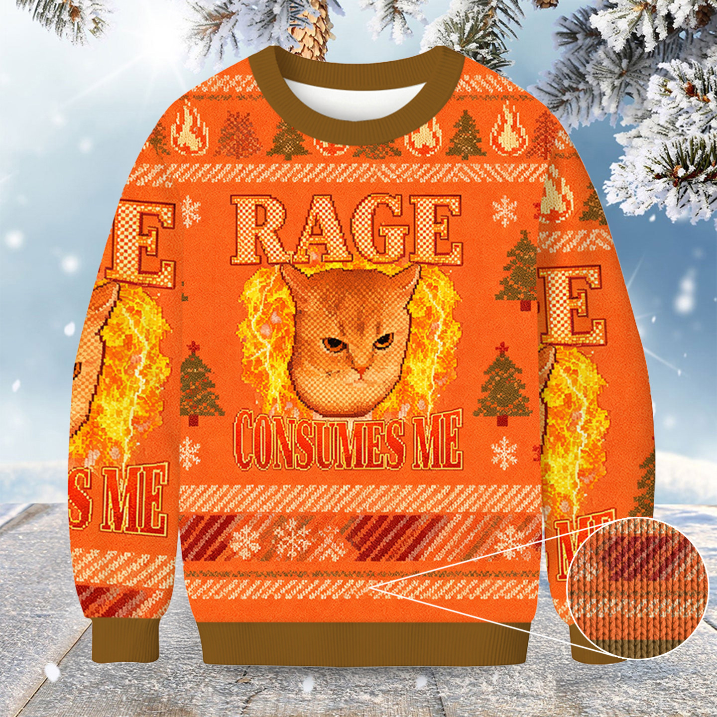Cat Meme Rage Consumes Me Edgy Christmas Ugly Sweater Holiday Clothing Cat Owner Xmas Gifts