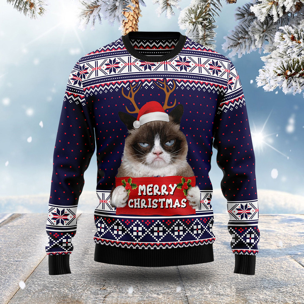 Cat Merry Christmas Ugly Sweater Funny Animal Sweater Christmas Gifts For Cat Owners