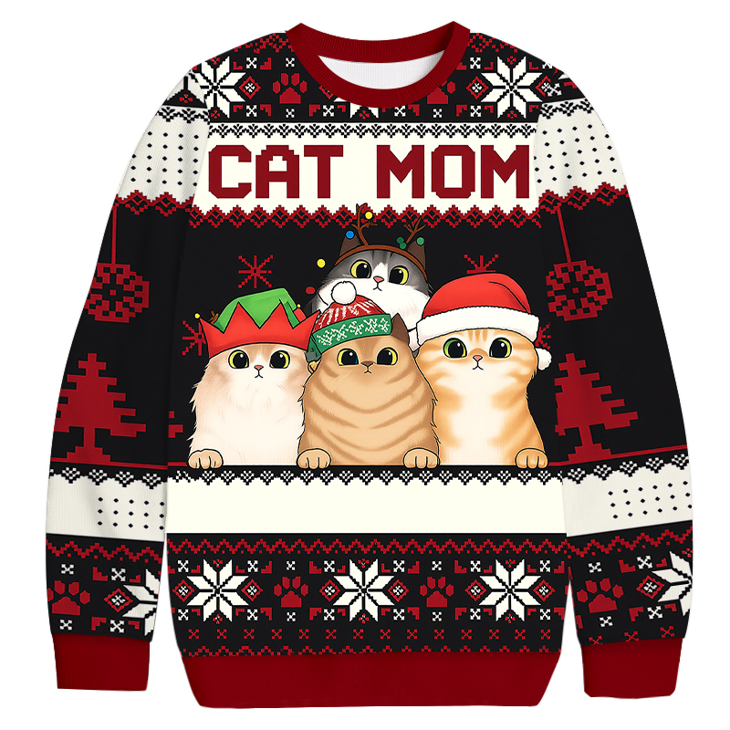 Cat Mom Cat Dad Christmas Ugly Sweatshirt Festive Xmas Winter Sweater Gift Ideas Cat Mom Cat Dad Christmas Ugly Sweatshirt Festive Xmas Winter Sweater Gift Ideas