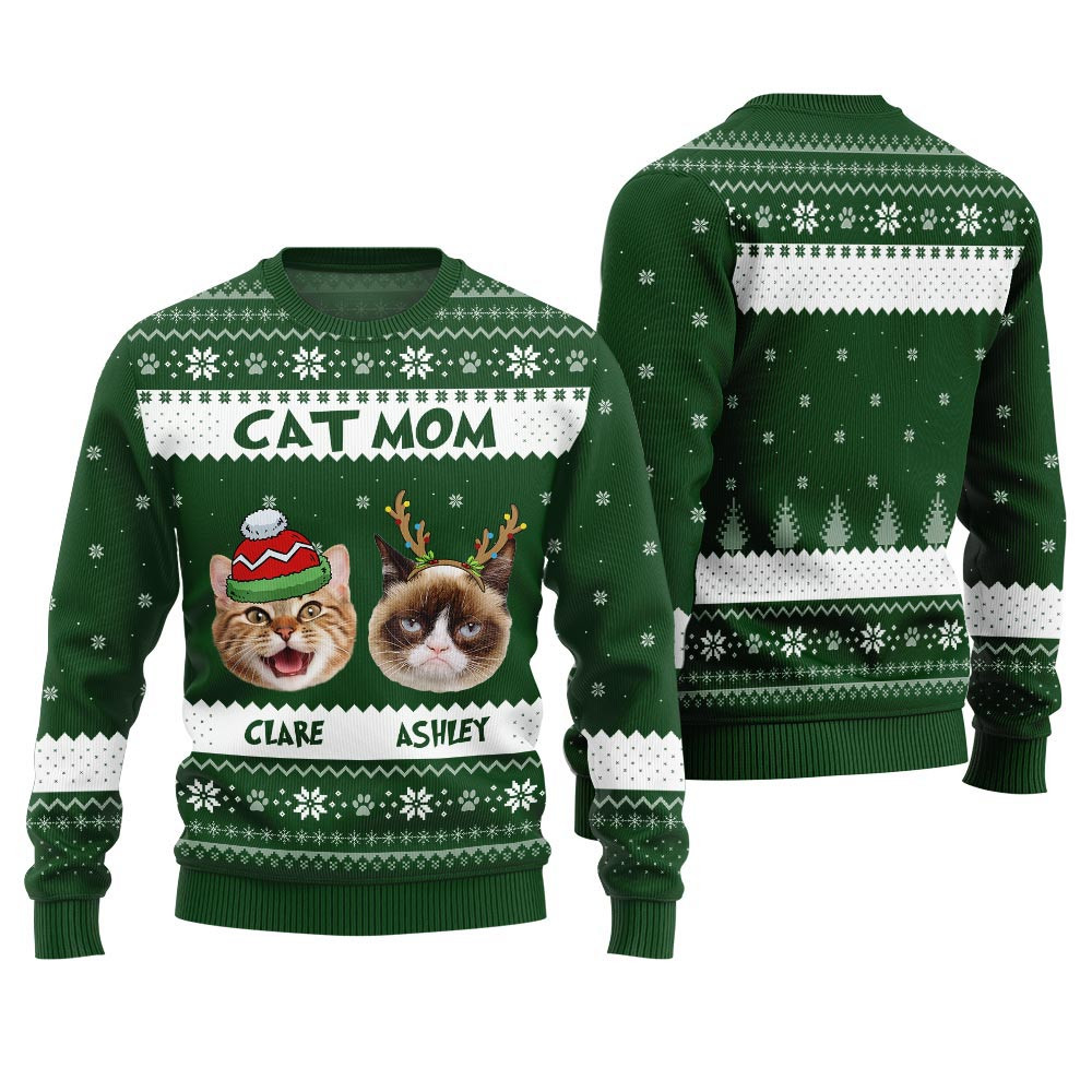 Cat Mom Custom Ugly Xmas Sweater Best Ugly Sweaters For Christmas