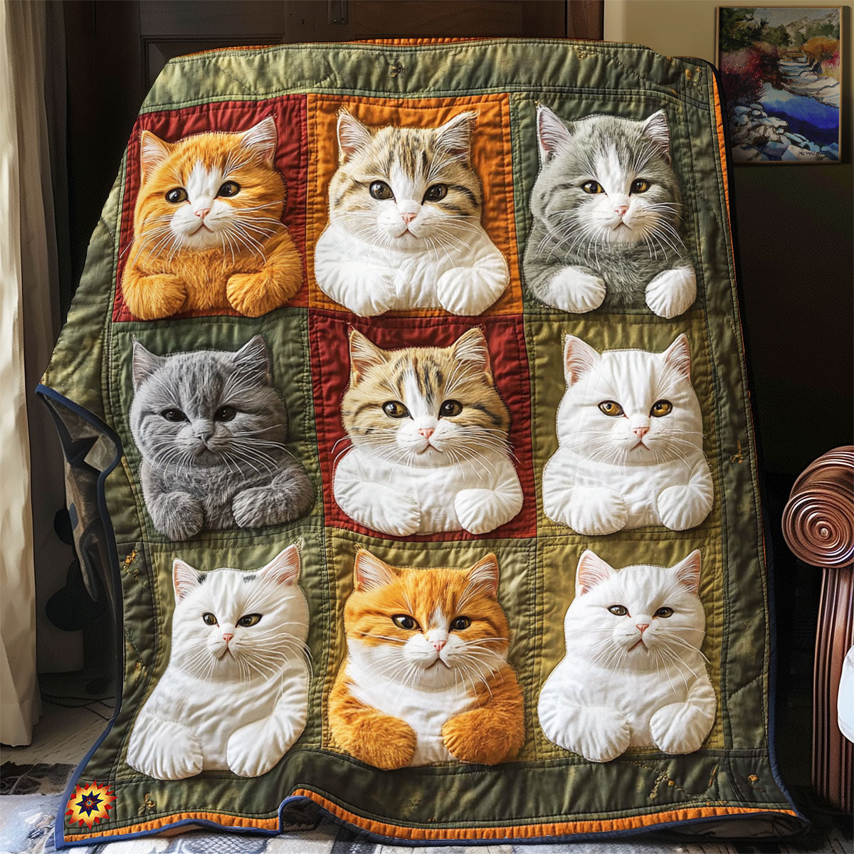 Cat Mosaic Quilt Blanket Modern Throw Blanket Xmas Present Ideas For Cat Lovers