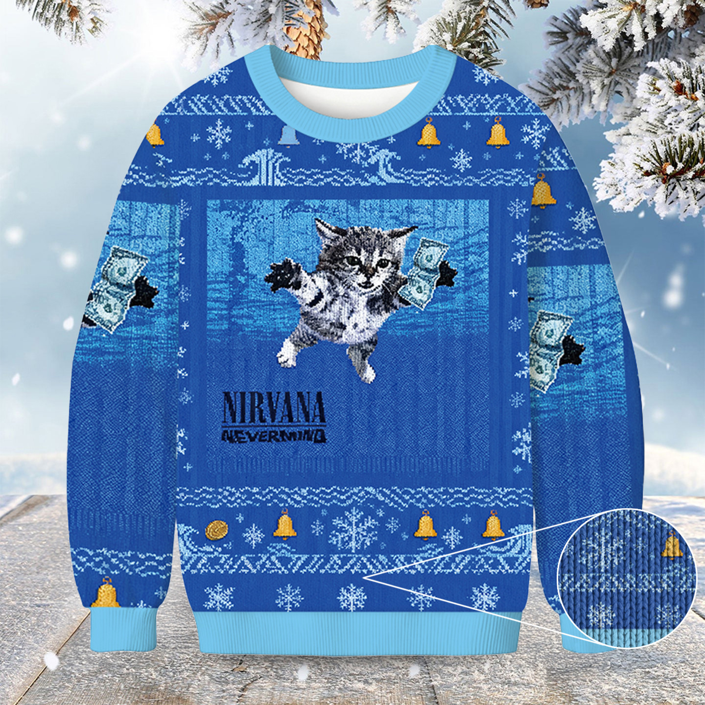 Cat Nirvana Band Christmas Ugly Sweater Animal Themed Christmas Clothing Gifts