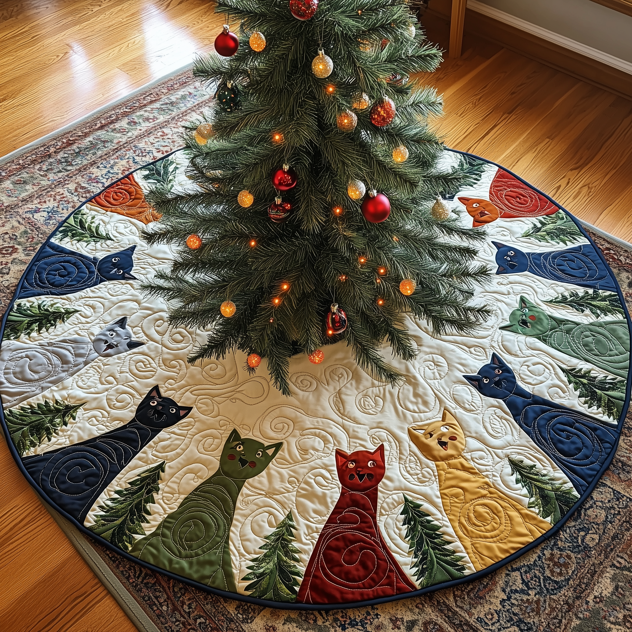 Cat Of Joy Quilted Tree Skirt Winter Merch Essentials