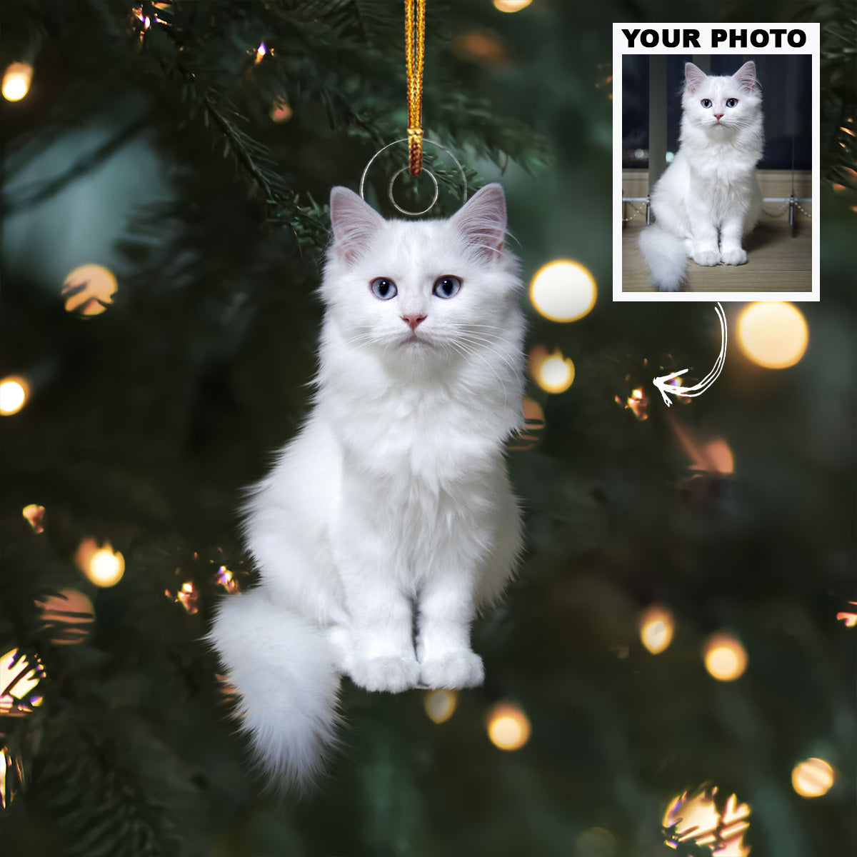 Cat Ornament Personalized Custom Photo Mica Ornament Christmas Gift For Cat Mom Cat Da