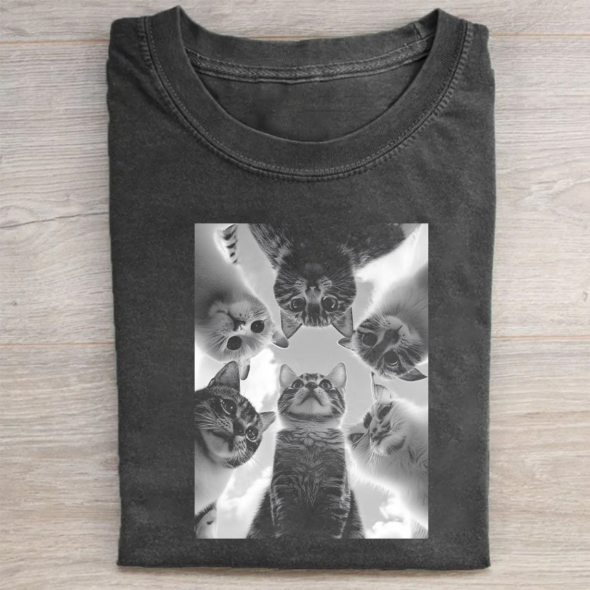 Cat Pattern Graphic T-Shirt Unique Pet Merch Best Gift For Cat Lovers