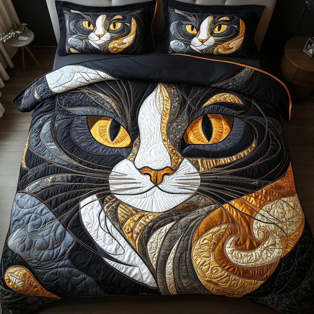 Cat Paws Quilted Bedding Set Bedroom Decor Cat Xmas Gifts