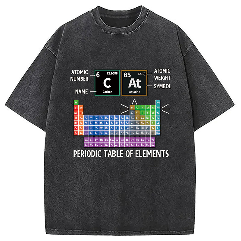 Cat Periodic Table Chemistry Washed T-Shirt Funny Quote Unisex Shirt Gifts For Her