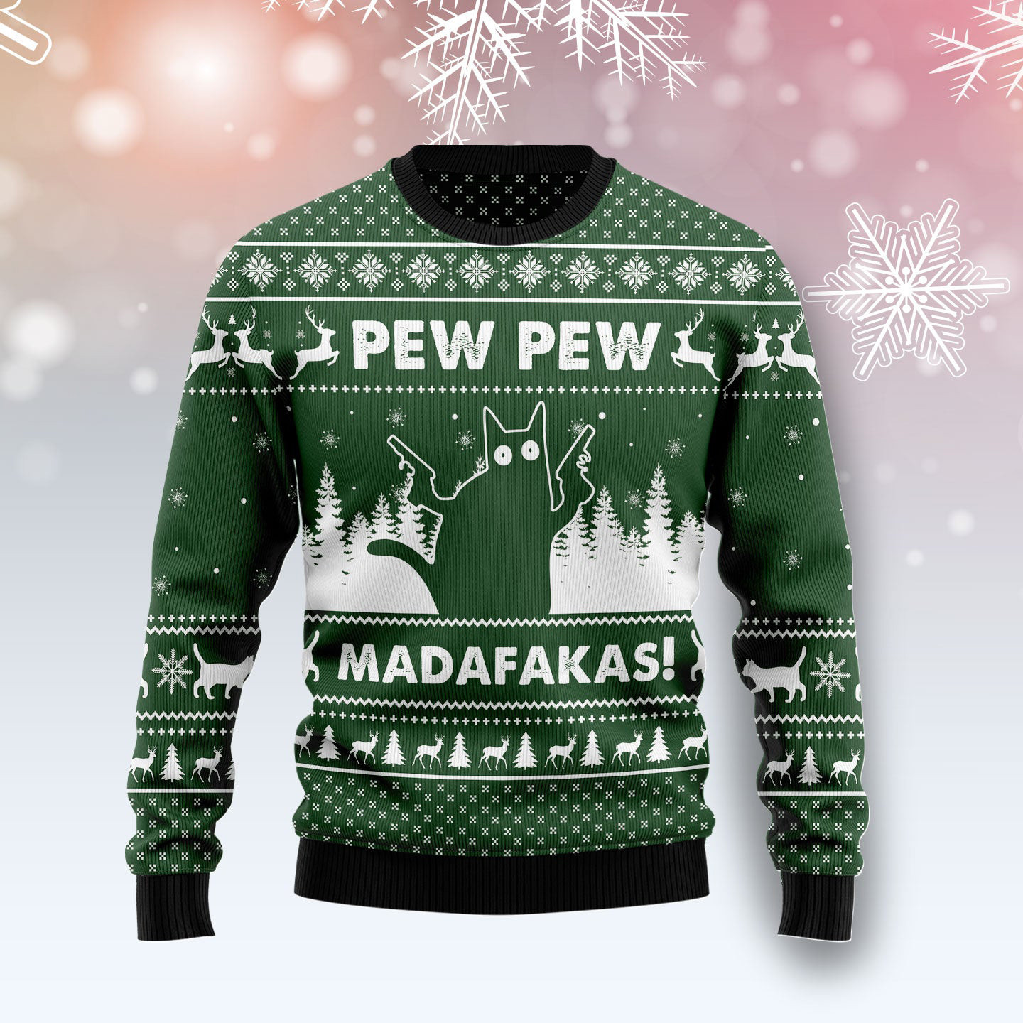 Cat Pew Pew Madafakas Funny Xmas Sweaters Funny Christmas Clothing Cat Mom Gifts