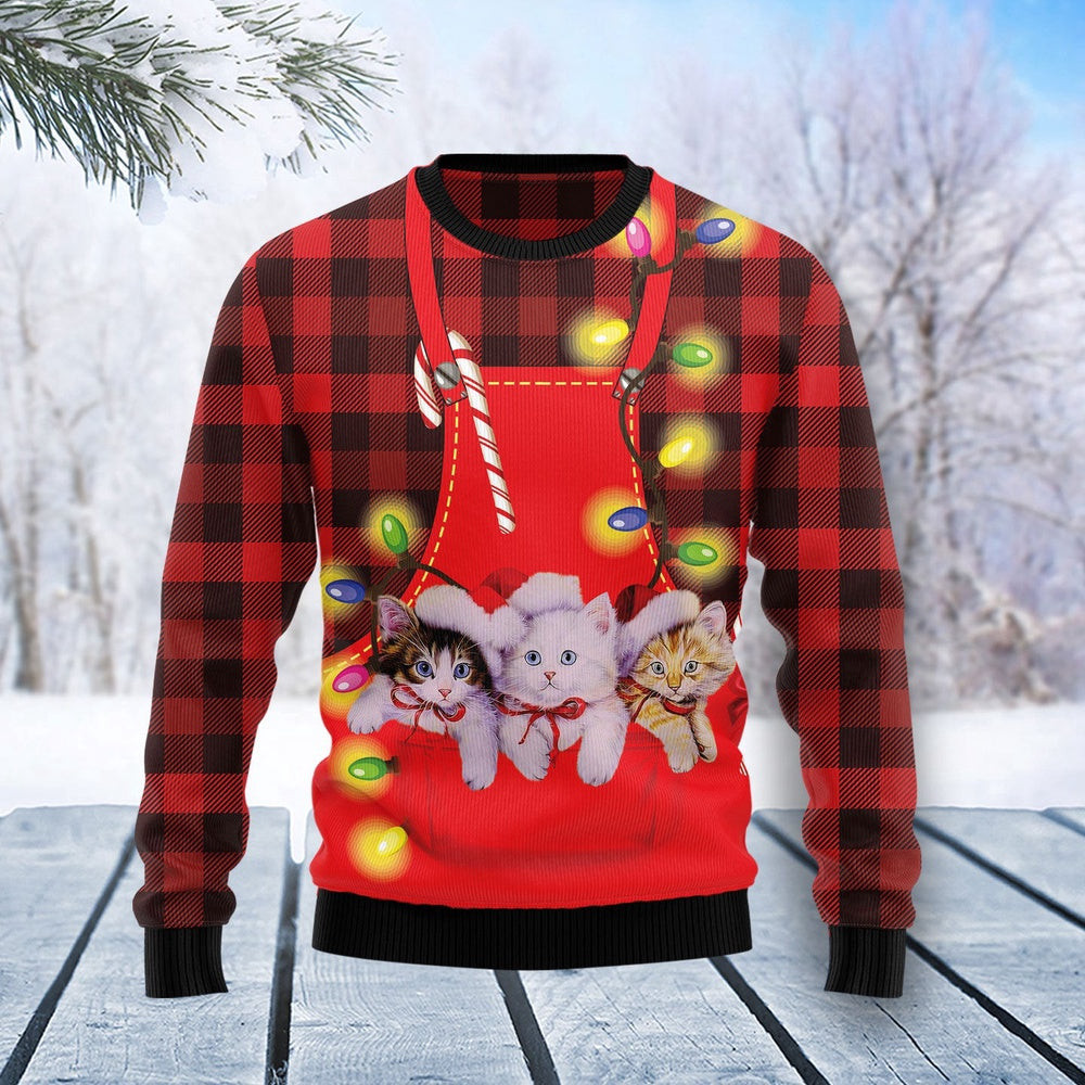Cat Pocket Christmas Ugly Christmas Sweater Gift For Christmas