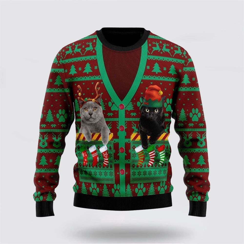 Cat Pocket Xmas Ugly Christmas Sweater Christmas Gift For Cat Love Christmas Present Ideas