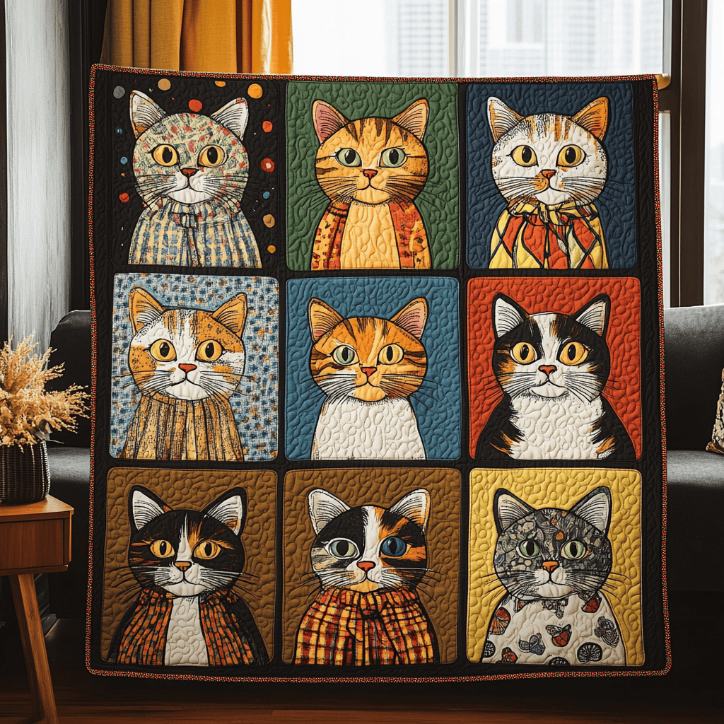 Cat Portraits Holiday Christmas Quilt Blanket Christmas Gift Ideas For Wife