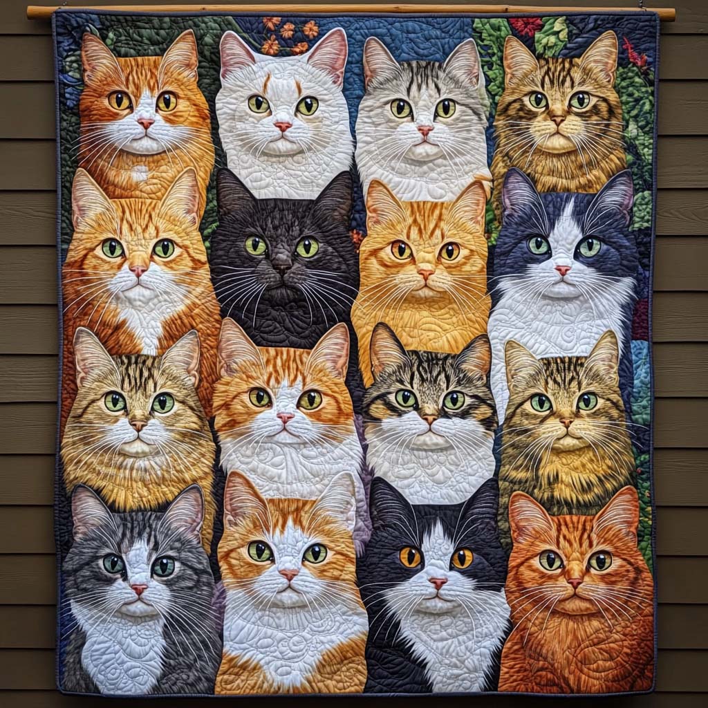 Cat Portraits Quilted Blanket Gifts For Cat Owners
