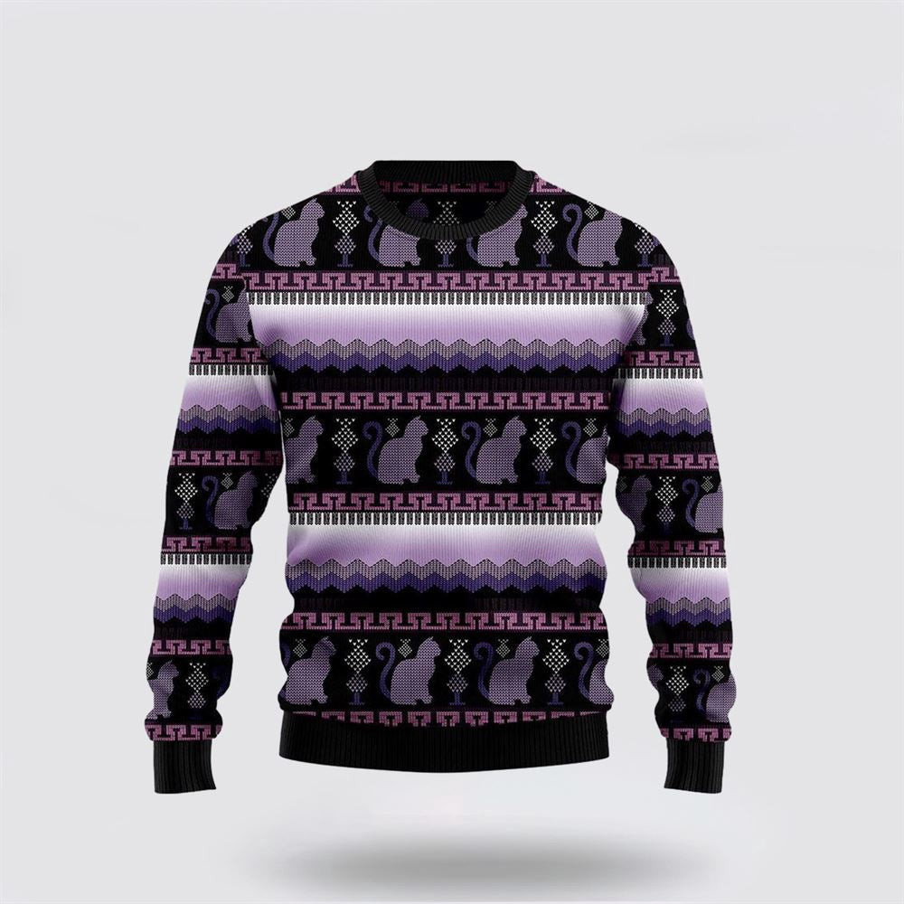 Cat Purple Ugly Christmas Sweater Christmas Unisex Sweater Funny Christmas Sweater