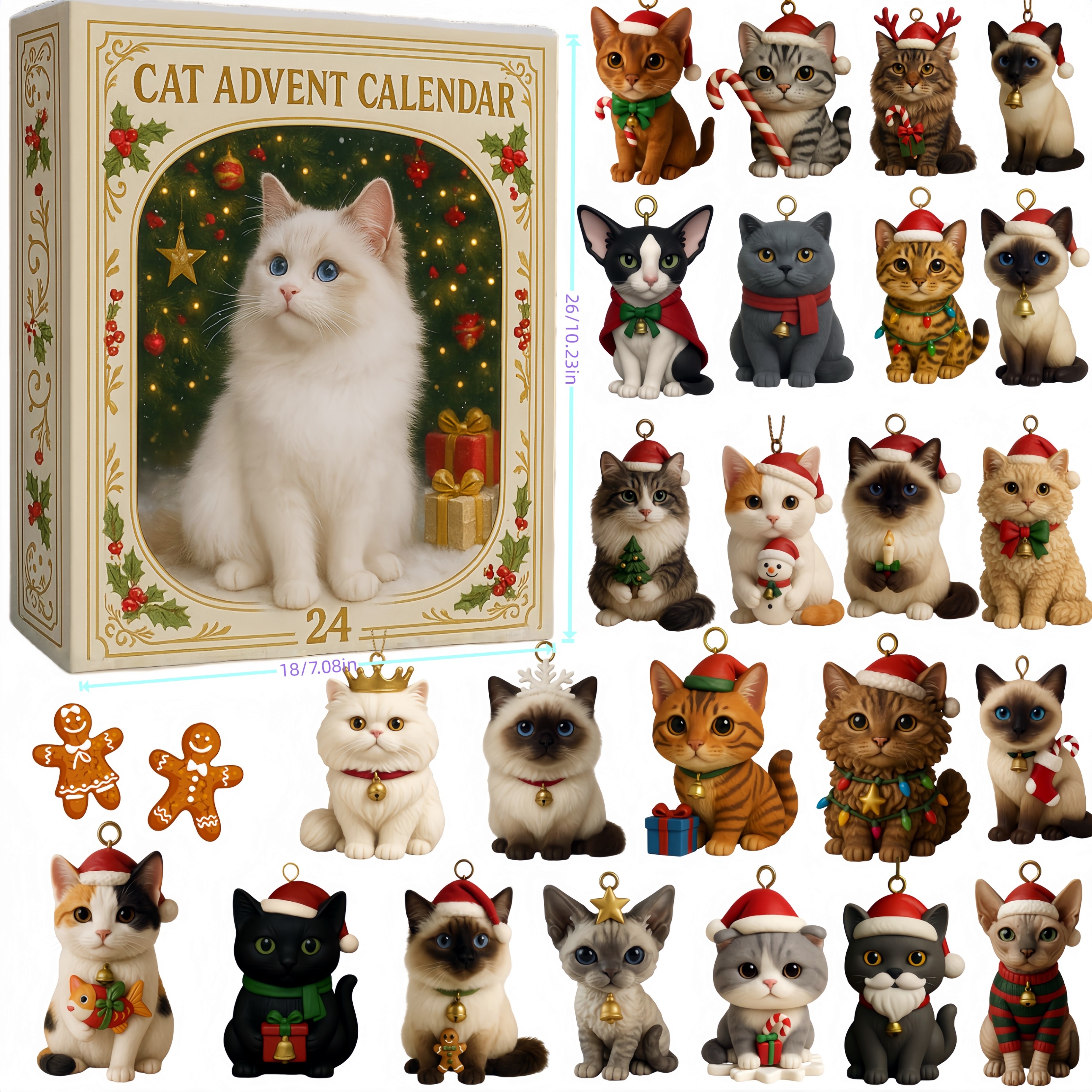 Cat Purrfect Advent Calendar 2025 Christmas Decor Xmas Advent Calendar Cat Lover Presents