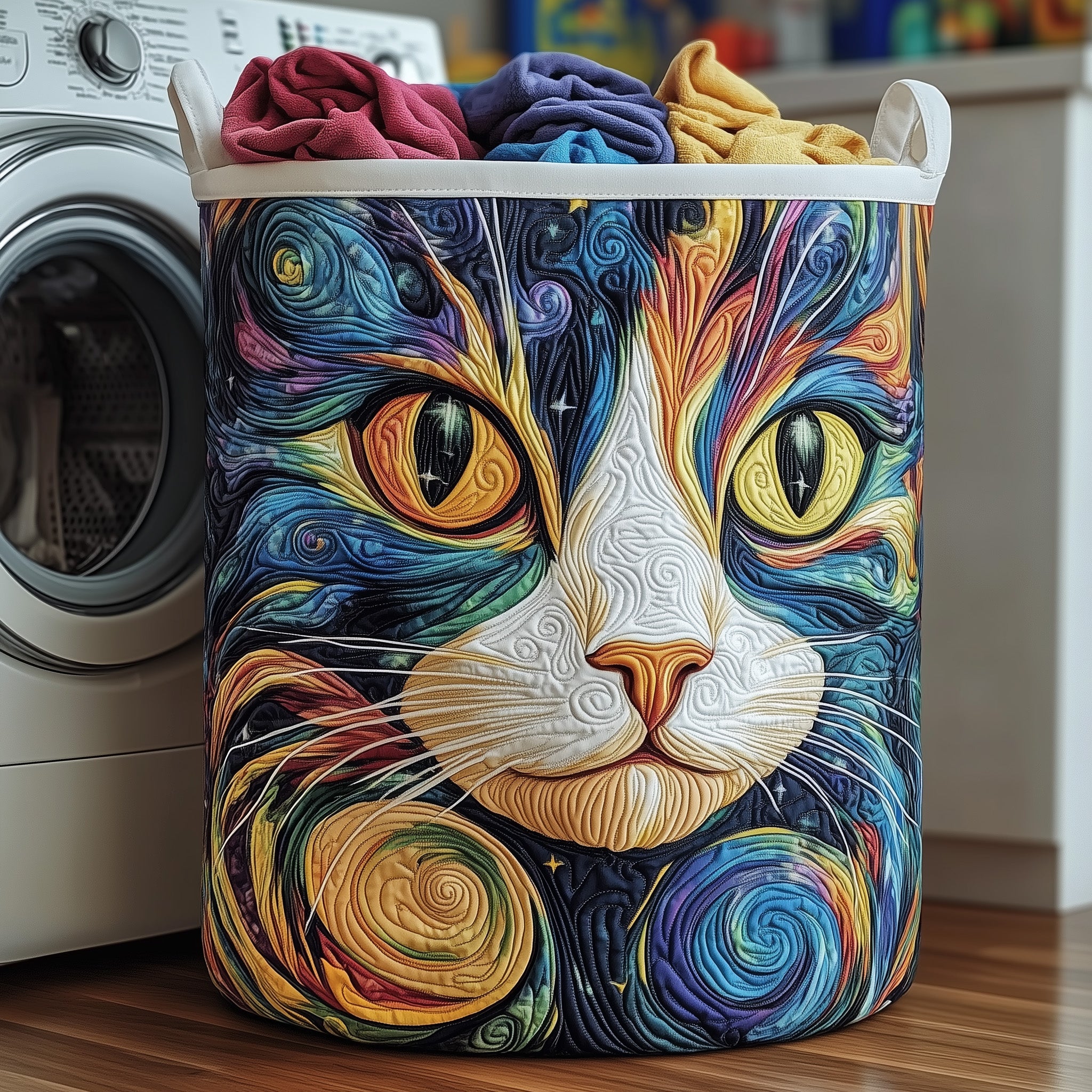 Cat Purrs Quilted Laundry Basket Merch For Couples