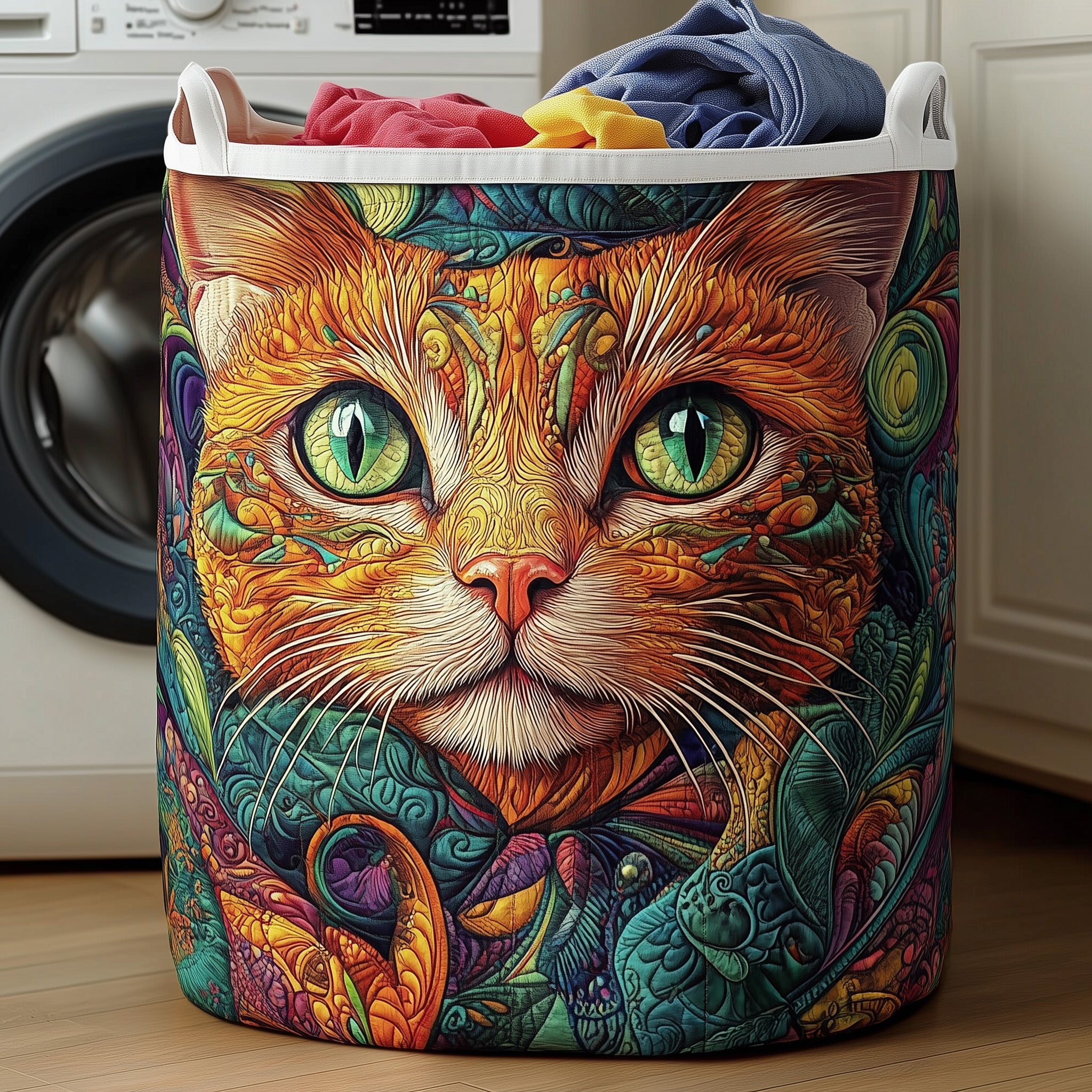 Cat Purrs Quilted Laundry Basket Merch For Dad