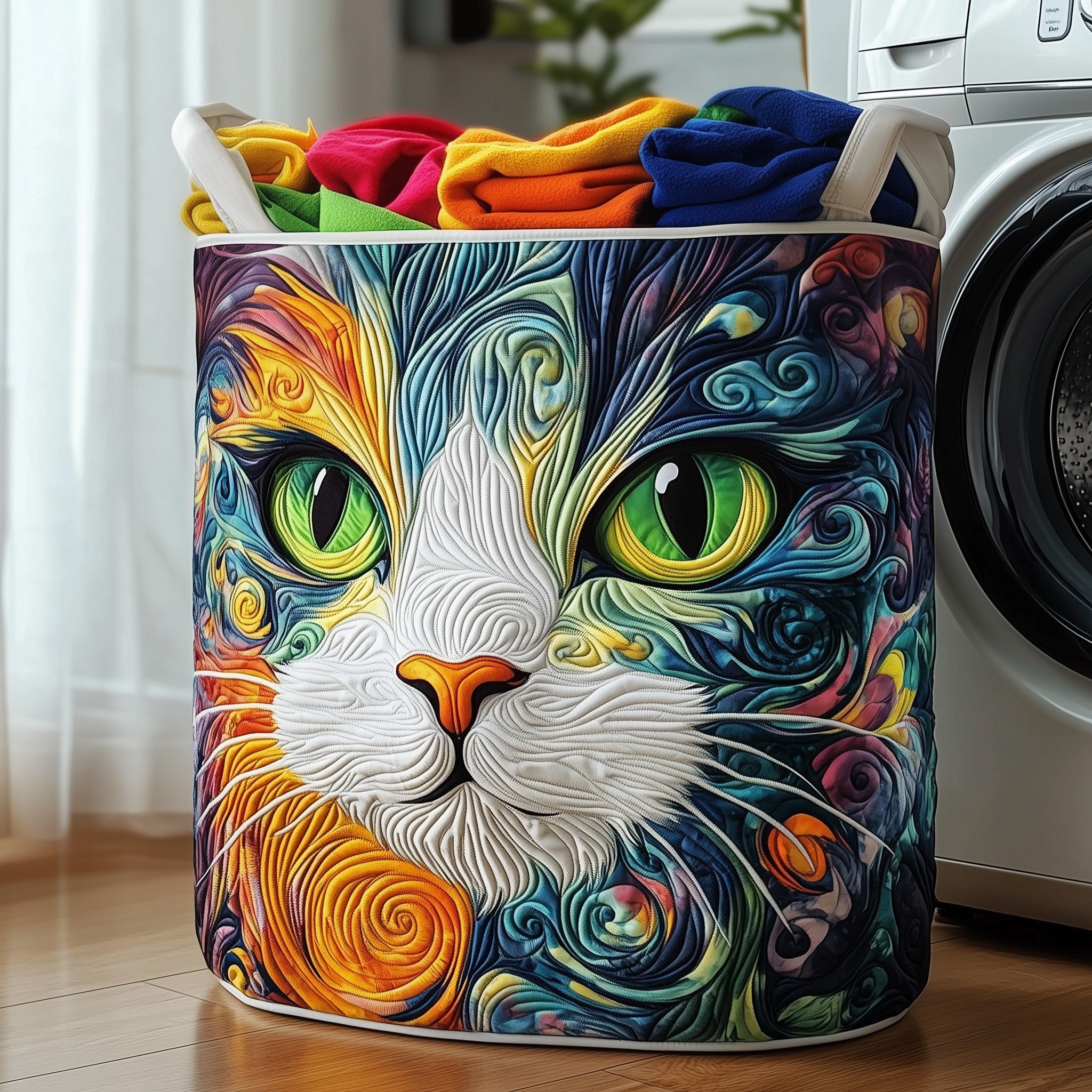Cat Purrs Quilted Laundry Basket Merch For Him