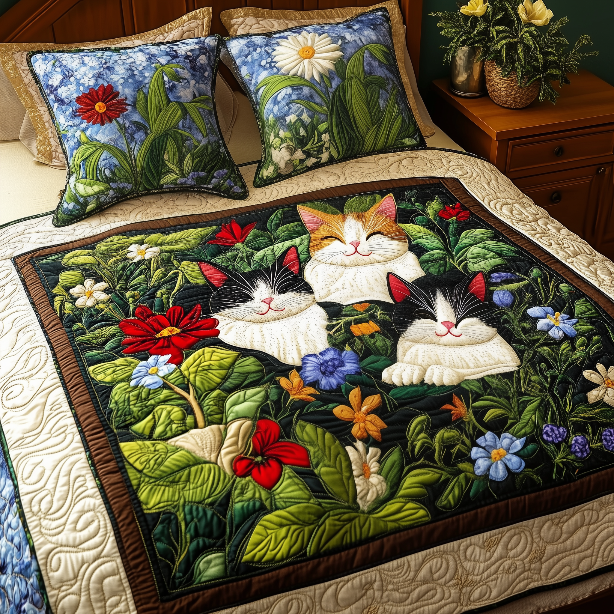 Cat Quilted Bedding Set Christmas Bedding Set Gift Experiences For Couples
