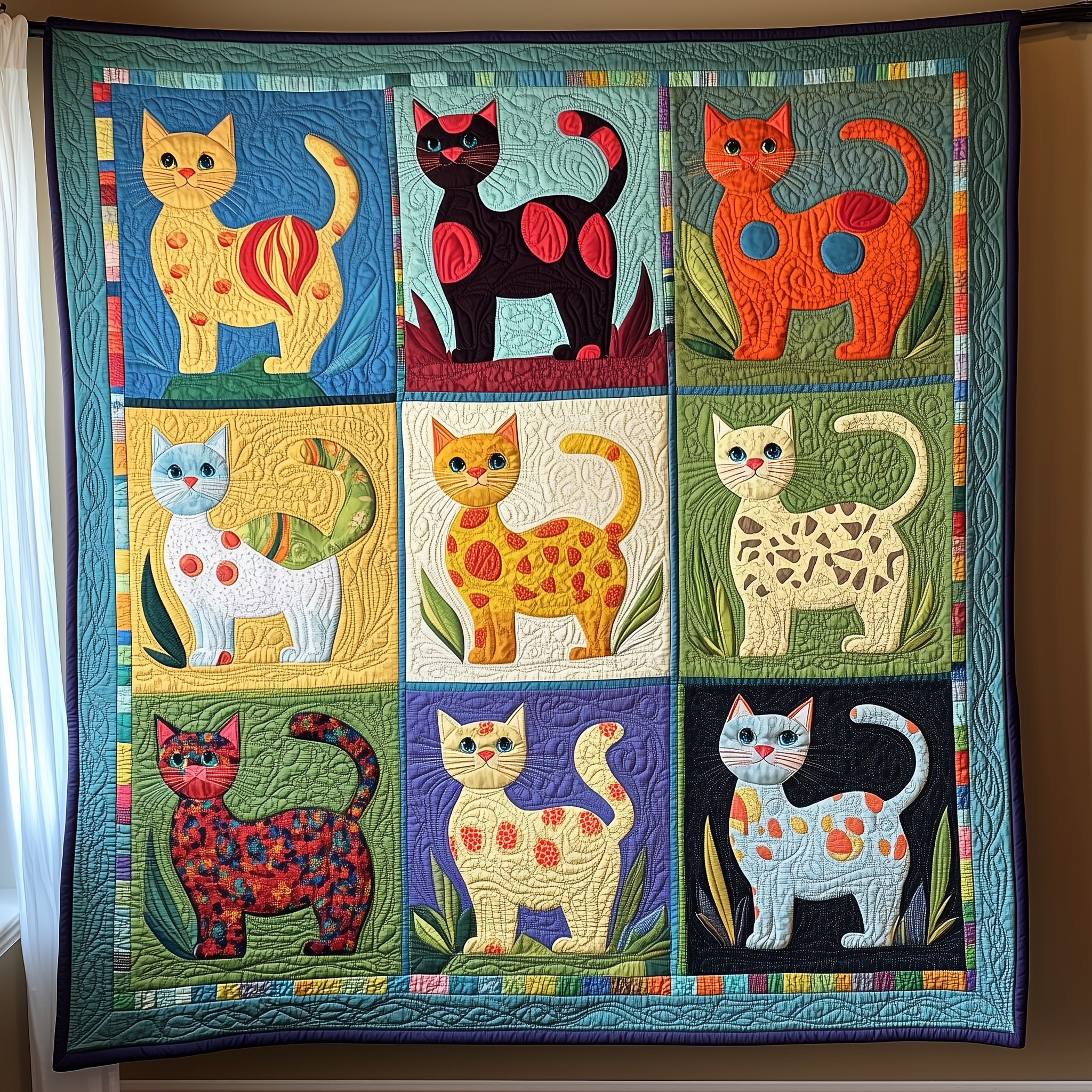 Cat Quilted Blanket Christmas Quilted Blanket Christmas Gifts For Cat Lovers