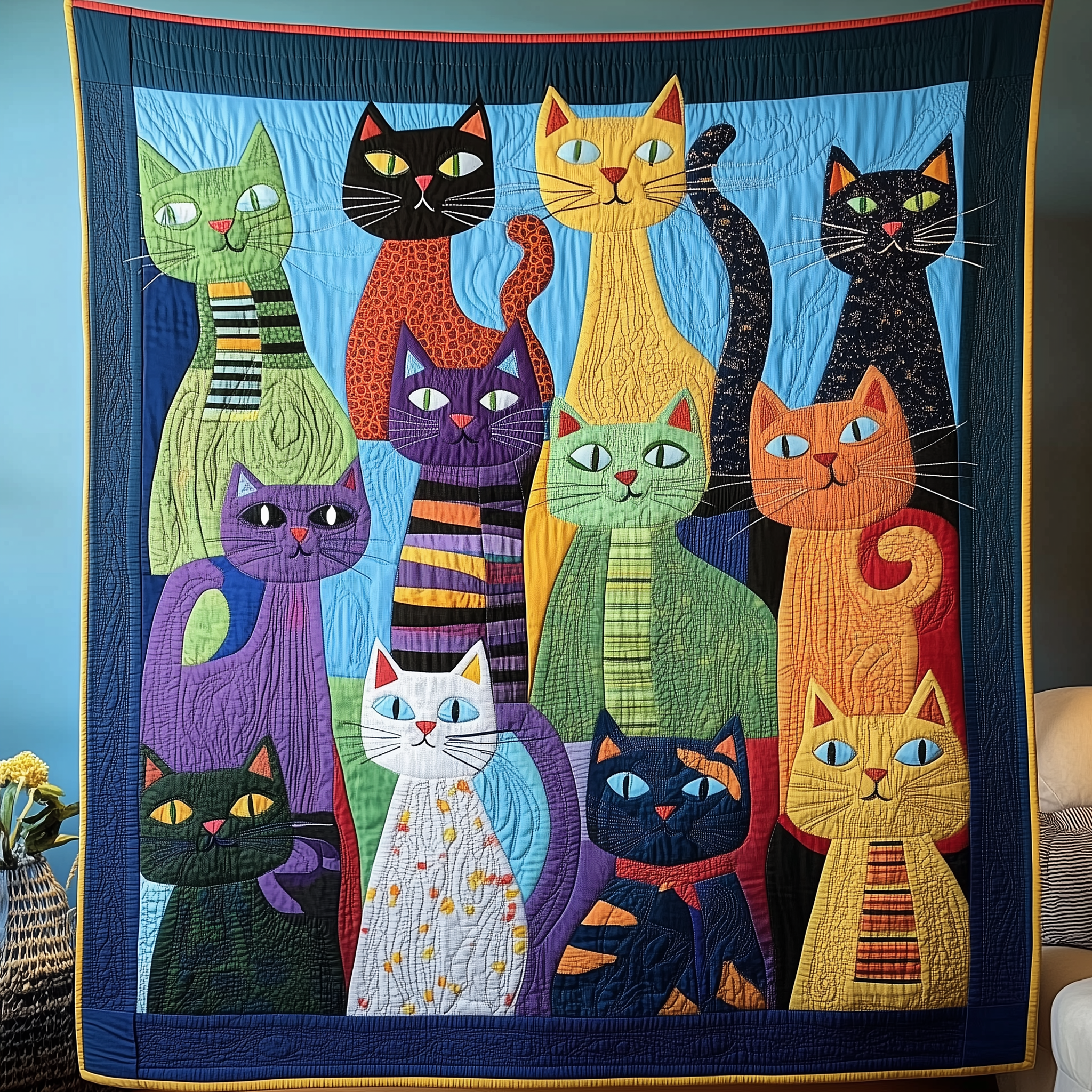 Cat Quilted Blanket Christmas Throw Blanket Christmas Presents For Mom