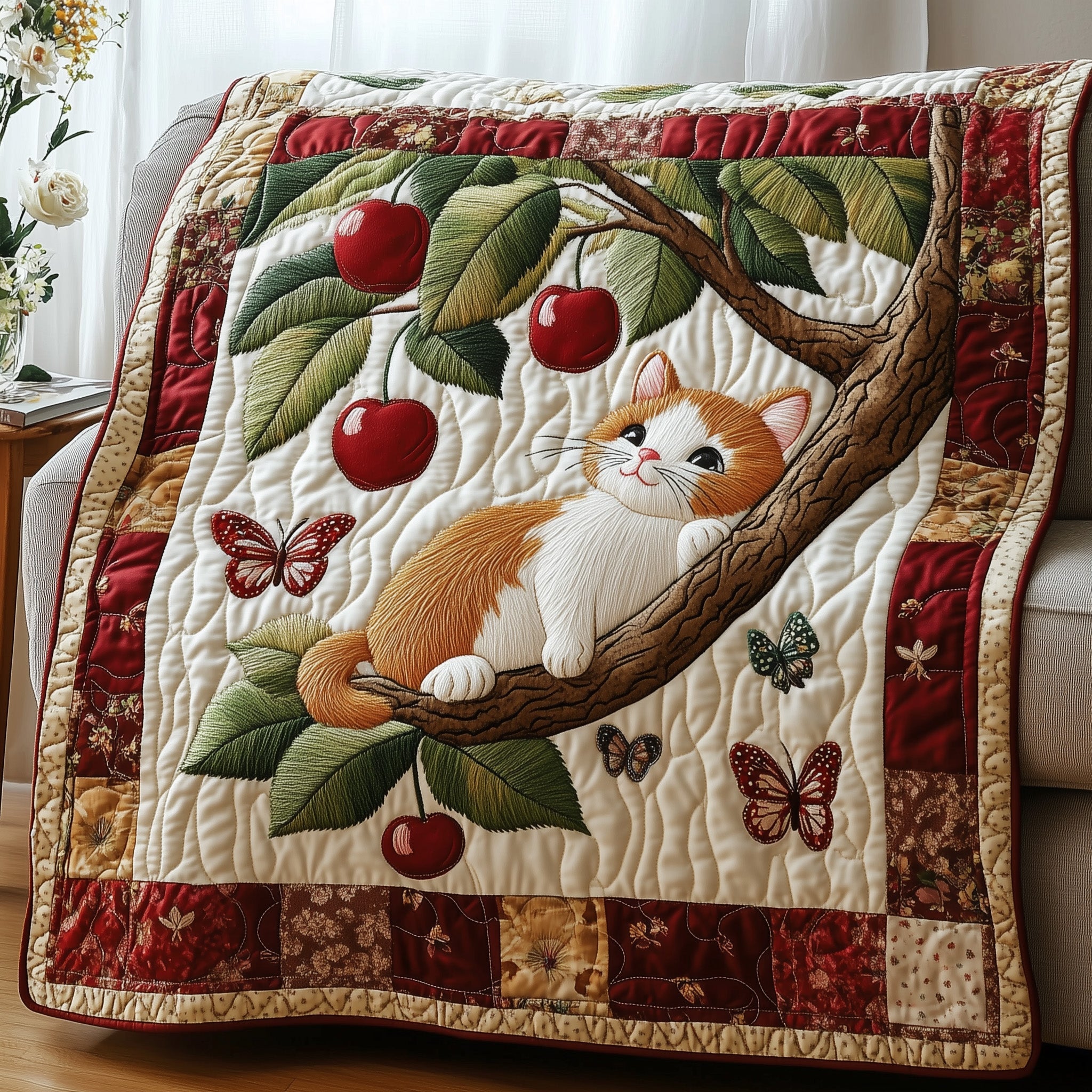 Cat Quilted Blanket Cute Bed BlanketCute Gifts For Cat Lovers