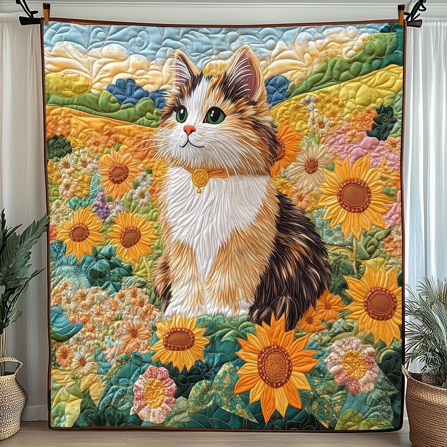 Cat Quilted Blanket Cute Cozy BlanketCat Themed Birthday Gifts