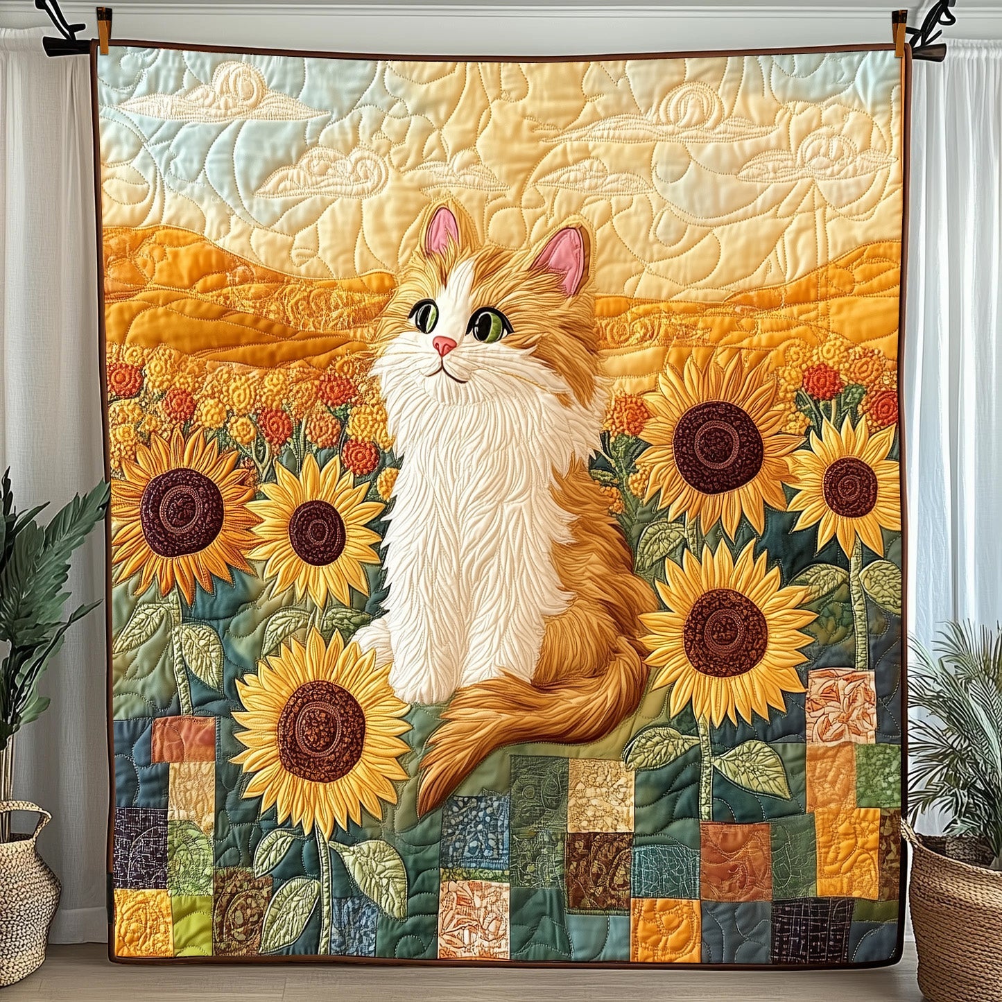 Cat Quilted Blanket Cute Cozy BlanketCool Cat Gifts