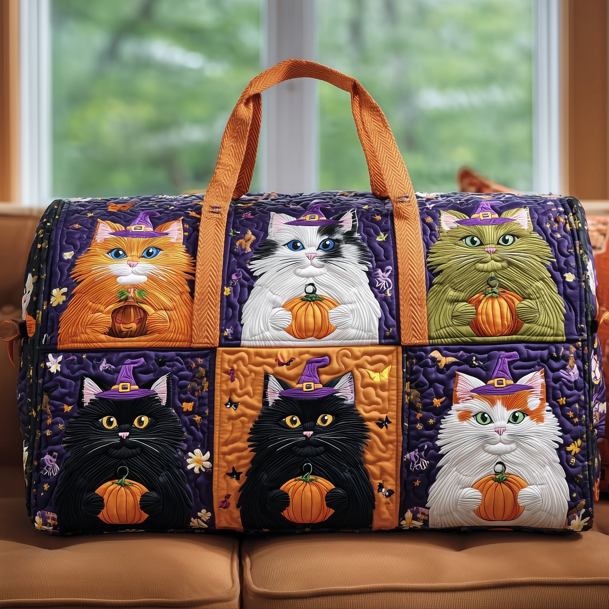 Cat Quilted Duffle Bag Anniversary Gift Idea