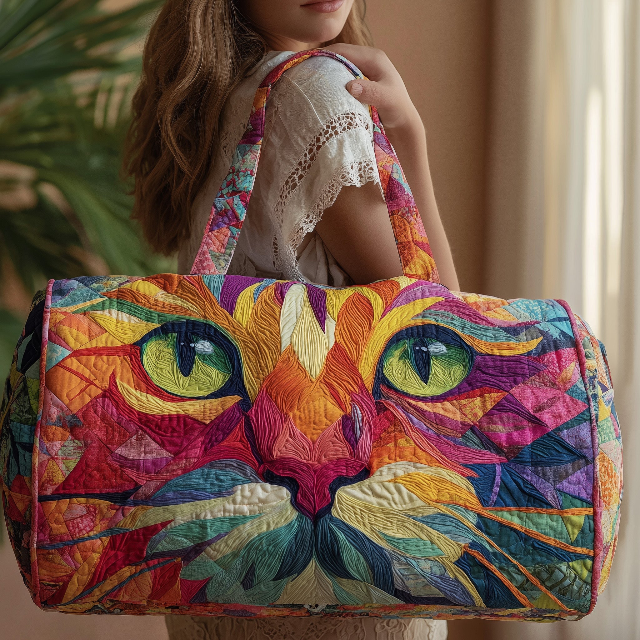 Cat Quilted Duffle Bag Fall Gift Choice