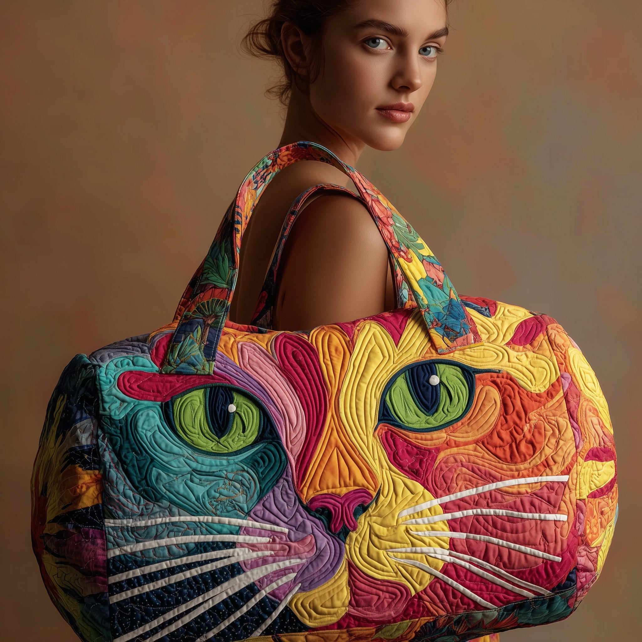 Cat Quilted Duffle Bag Spring Gift Idea