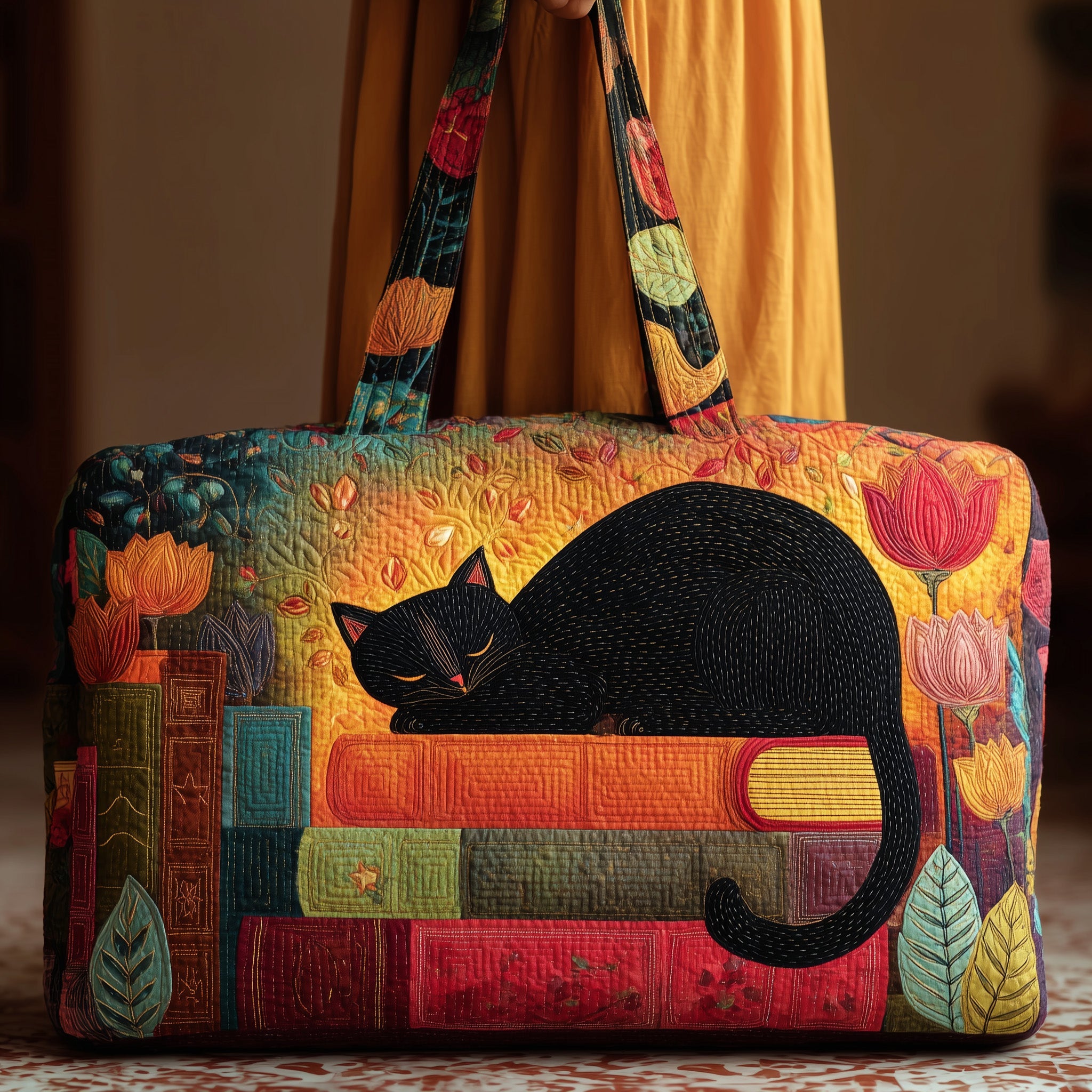 Cat Quilted Duffle Bag Summer Vacation Essential