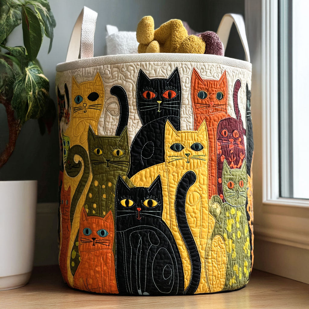 Cat Quilted Laundry Basket Merch For Dad(1)