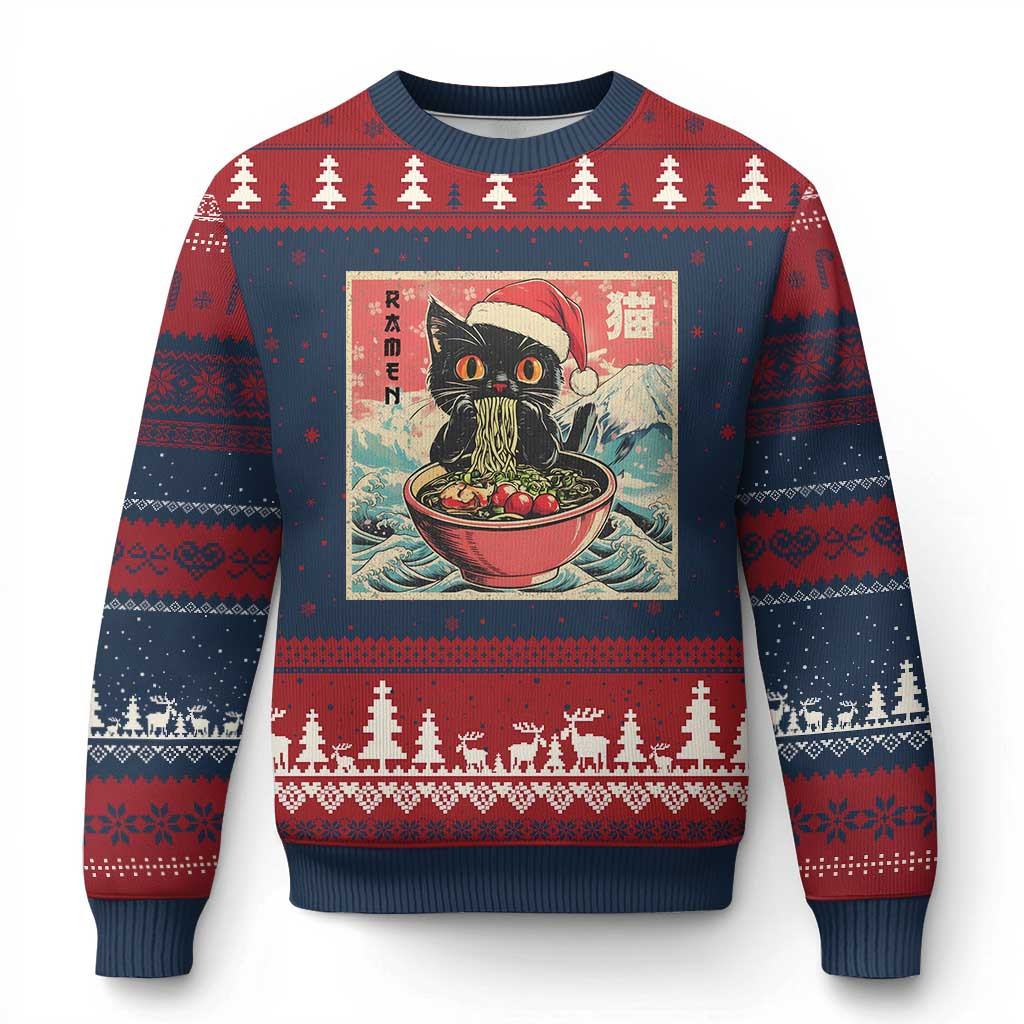 Cat Ramen Ugly Christmas Sweater Japanese Retro Manga Cats Xmas Gift Ideas