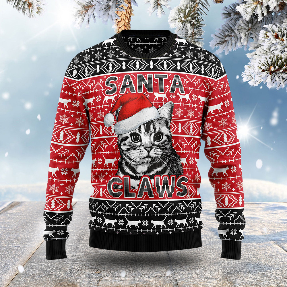 Cat Santa Claws Ugly Christmas Sweater Xmas Wear Christmas Gifts For Cat Lovers
