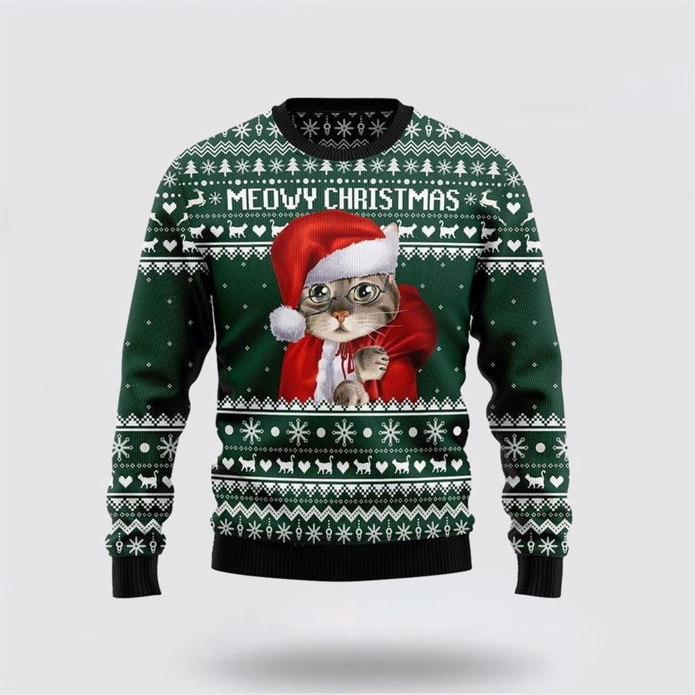 Cat Santa Ugly Christmas Sweater Christmas Unisex Sweater Funny Christmas Sweater