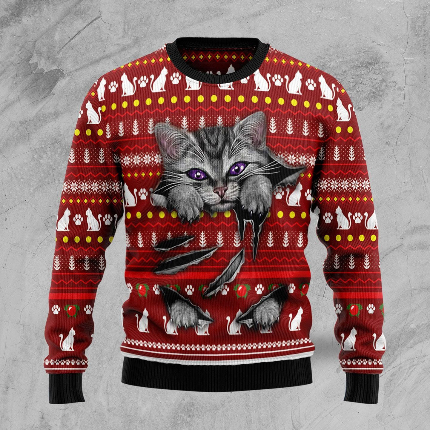 Cat Scratch Ugly Christmas Sweater Festive Clothing Best Christmas Gifts For Cat Owners