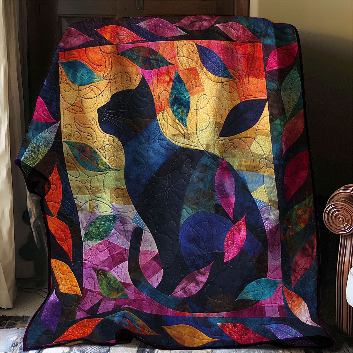Cat Silhouette Quilt Blanket Best Throw Blanket Cat Lovers Owners Presents