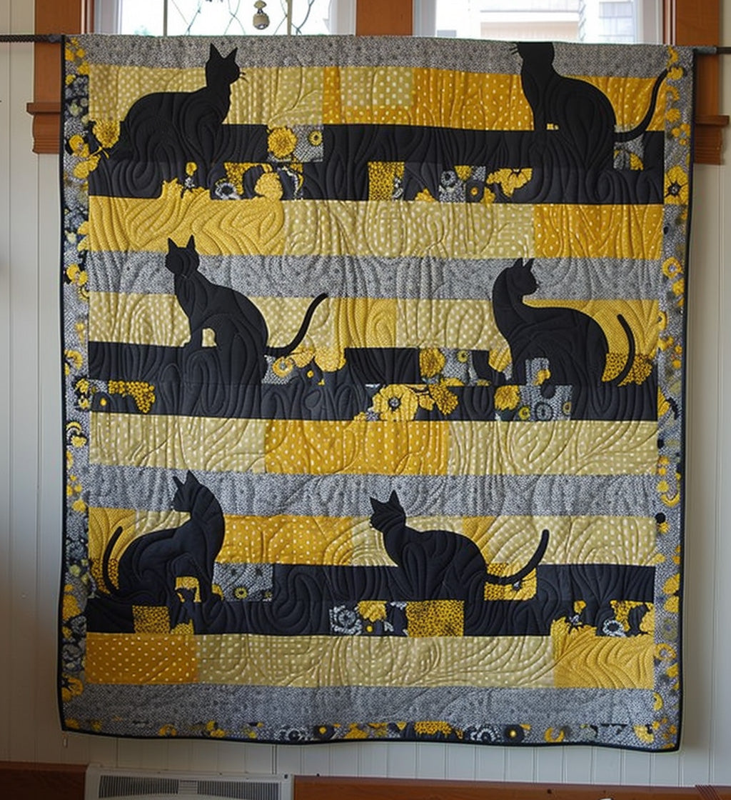 Cat Silhouette Quilted Blanket Cat Christmas Gifts