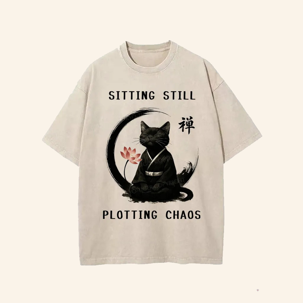 Cat Sitting Still Plotting Chaos T-Shirt Calming Zen Cat Shirt Funny Gifts For Cat Lovers Cat Sitting Still Plotting Chaos T-Shirt Calming Zen Cat Shirt Funny Gifts For Cat Lovers