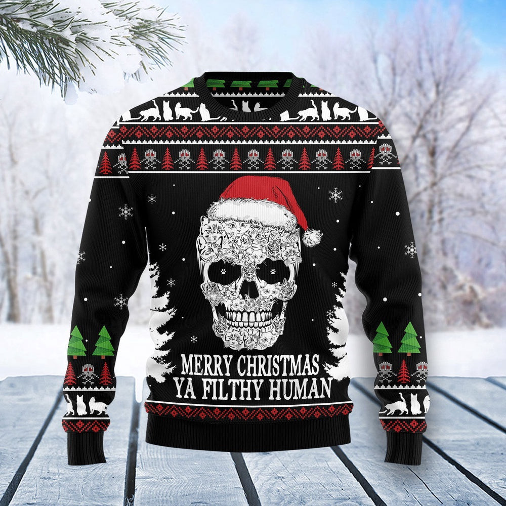 Cat Skull Santa Ugly Christmas Sweater Gift For Christmas